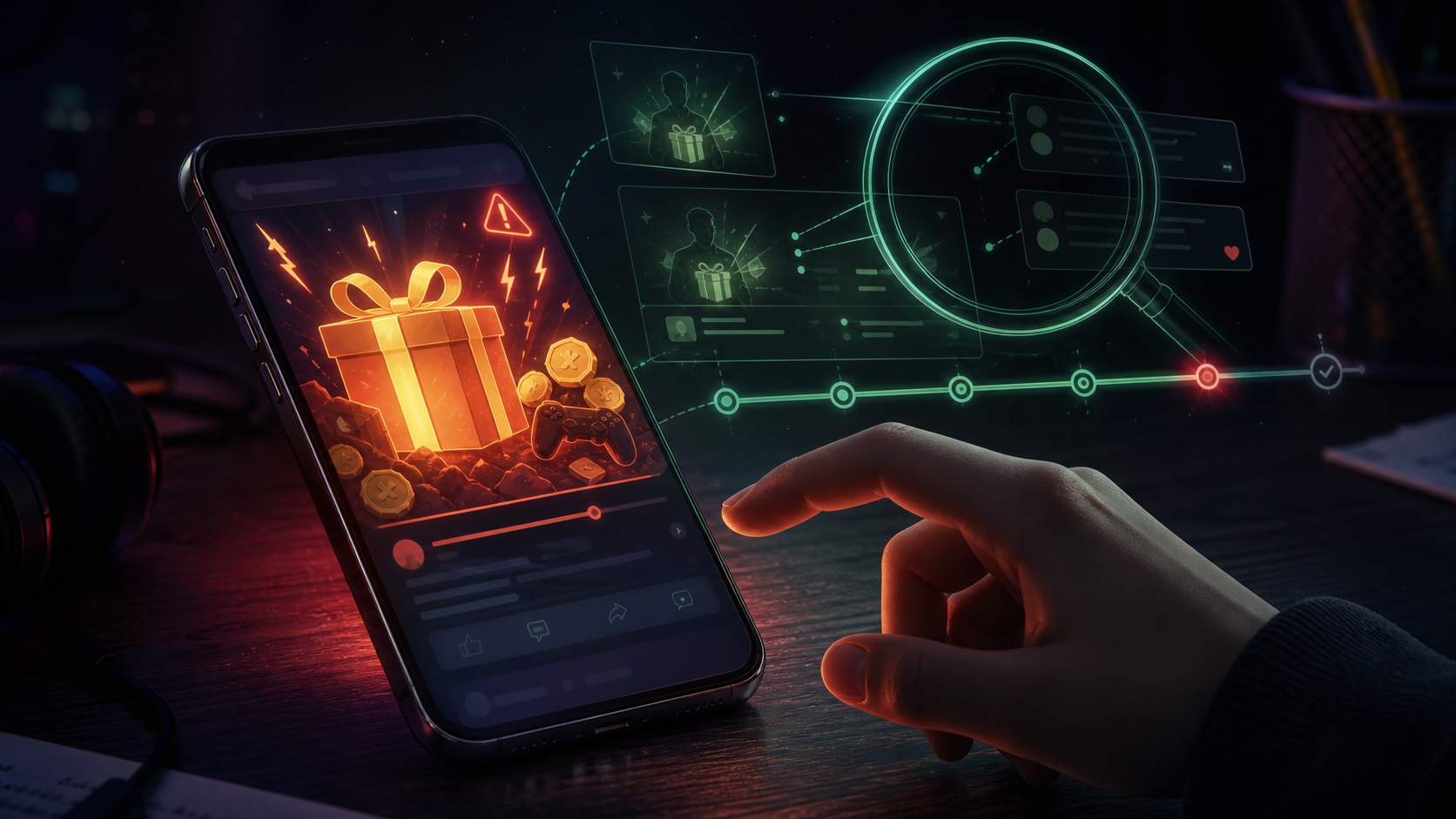 Illustration of the phone and reward bait in Squad Bounty